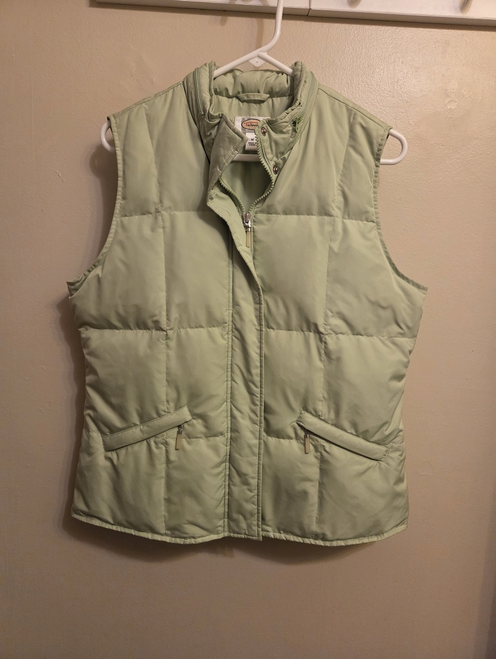 Talbots Lime Green Down Filled Warm Cozy Puffer Vest Winter Wear Preppy - Medium